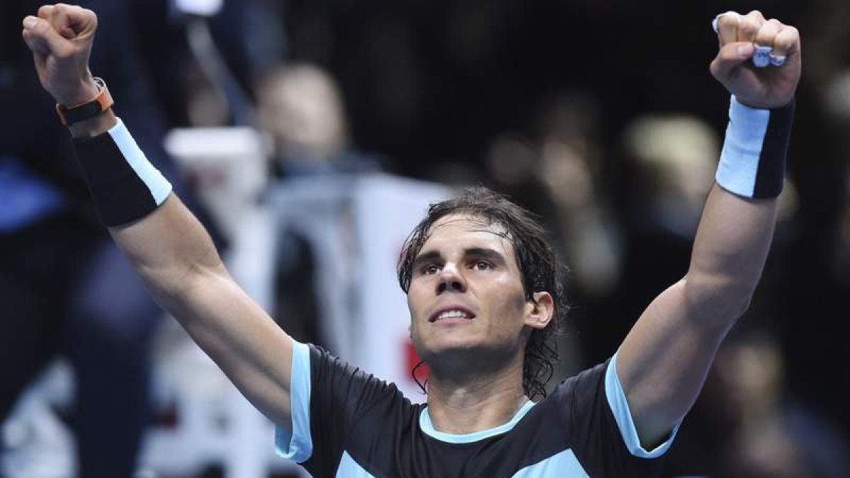 Nadal muestra su alegría tras vencer a Ferrer.