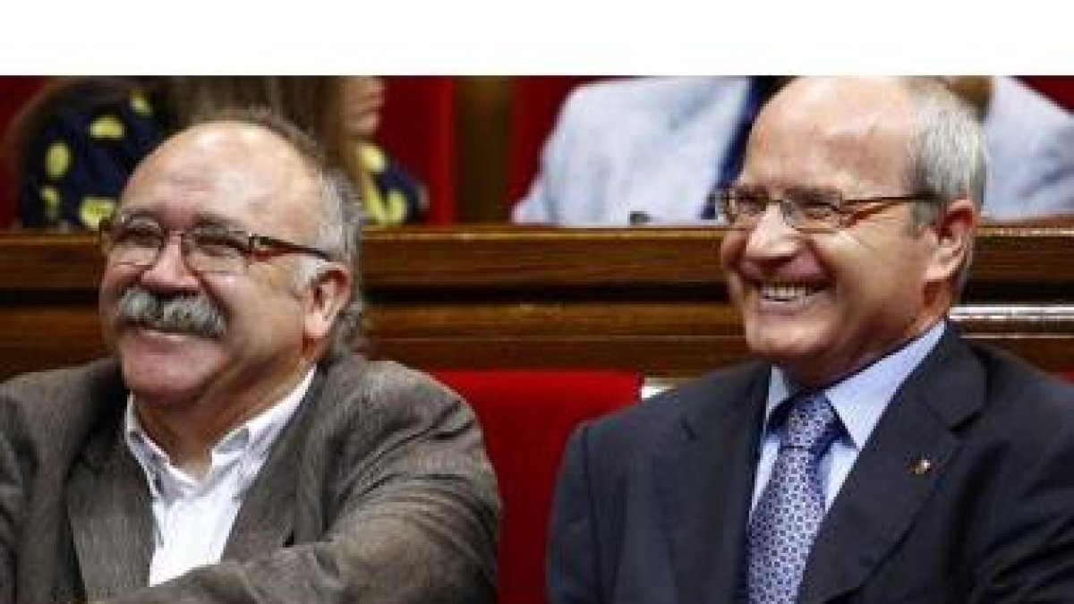 Carod-Rovira y Montilla esta mañana en el Parlamento catalán.