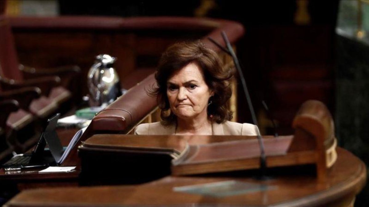Carmen Calvo, este jueves en el Congreso de los Diputados.