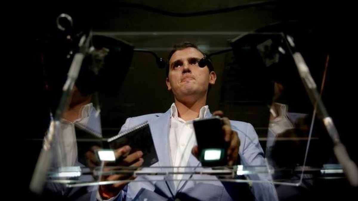 Albert Rivera, este lunes en Madrid, en la rueda de prensa en la que ha anunciado que se presentará a las primarias de C's para las generales.