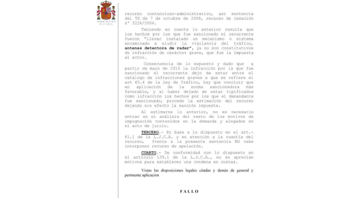 Extracto de la sentencia.