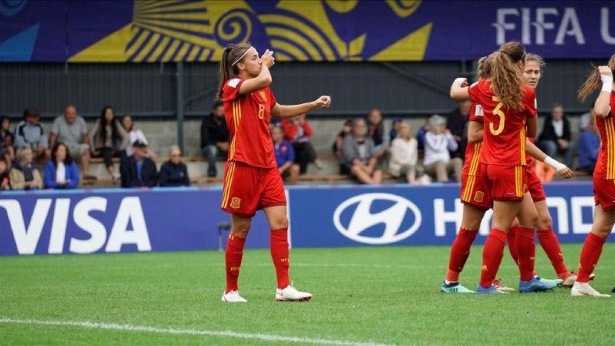 La futbolista Patricia Guijarro celebra un gol en el Mundial sub-20.