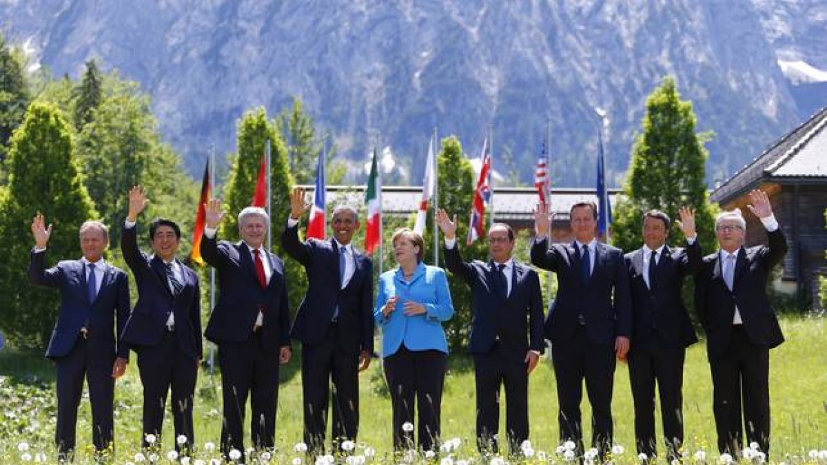 Foto de familia de los mandatarios del G-7, en Elmau (Alemania).