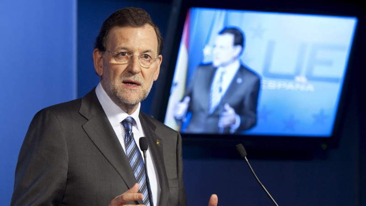 Mariano Rajoy, en la rueda de prensa tras el Consejo Europeo de Bruselas, ayer.