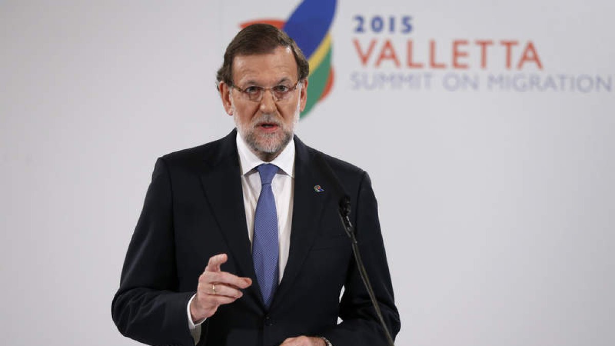 El presidente del Gobierno, Mariano Rajoy, durante su comparecencia en La Valeta.