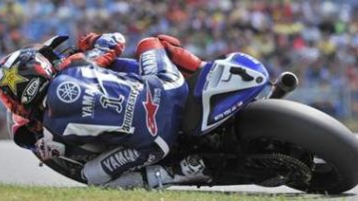El piloto español Jorge Lorenzo durante los entrenamientos oficiales del GP de Alemania.