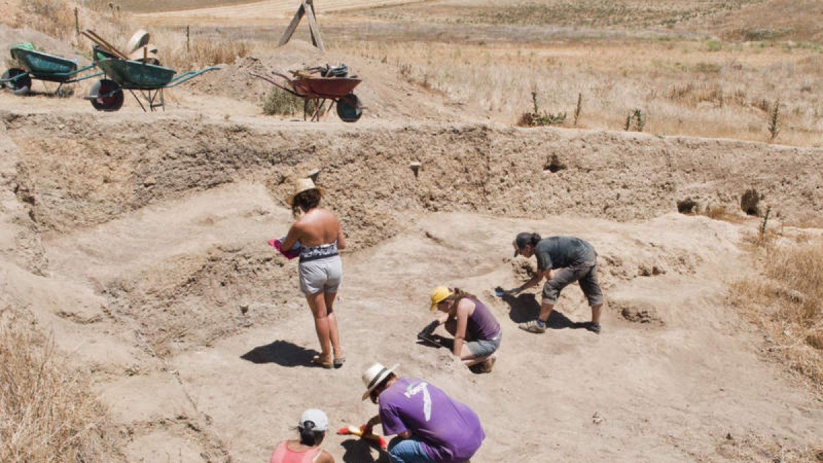 Detalle de las excavaciones que acaban de concluir en Lancia, en la parcela de la Diputación.