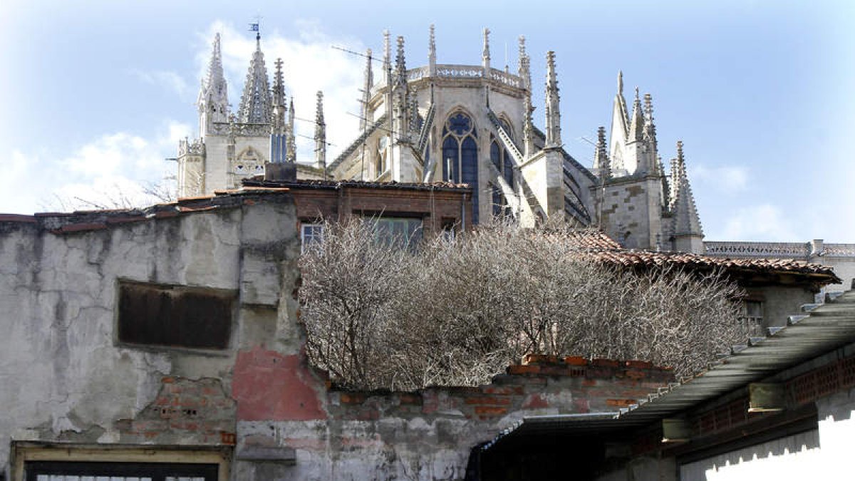 Vista de la Catedral desde la zona de la iglesia de San Pedro, donde se puede comprobar el estado de abandono.