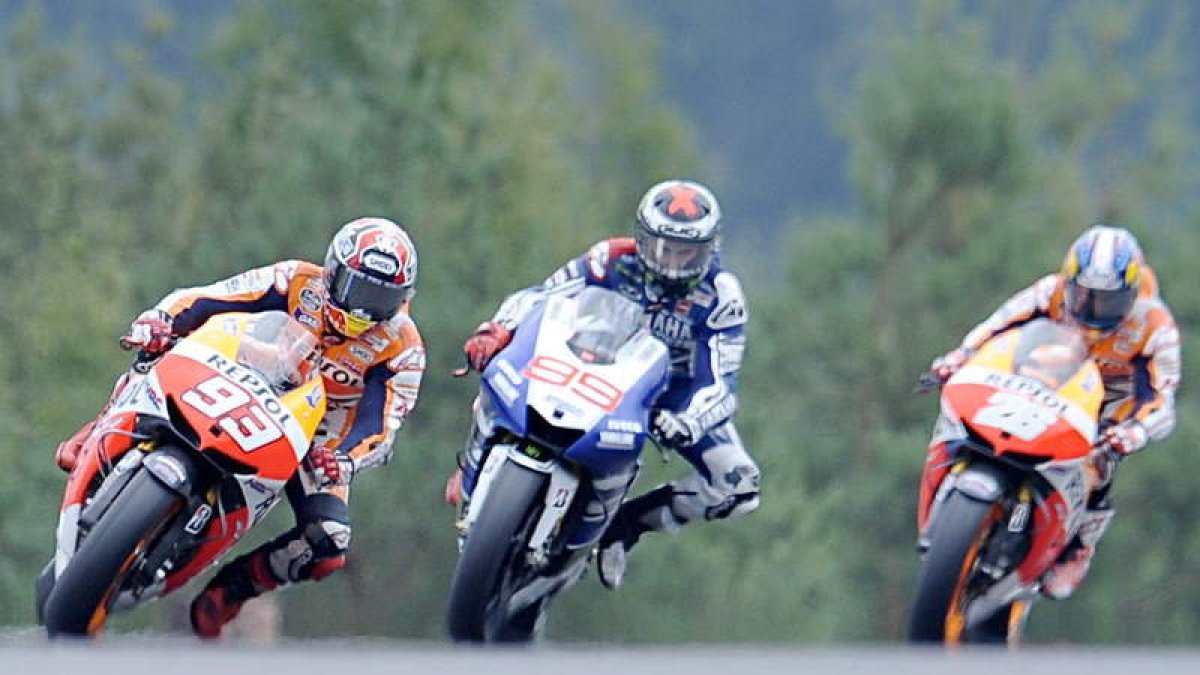 Márquez, Lorenzo y Pedrosa dominaron una carrera de MotoGP que en el tramo final mostró a Marc como el piloto más consistente.