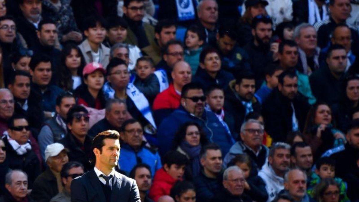 Santiago Solari en un momento del partido que el Madrid perdió ante el Girona.