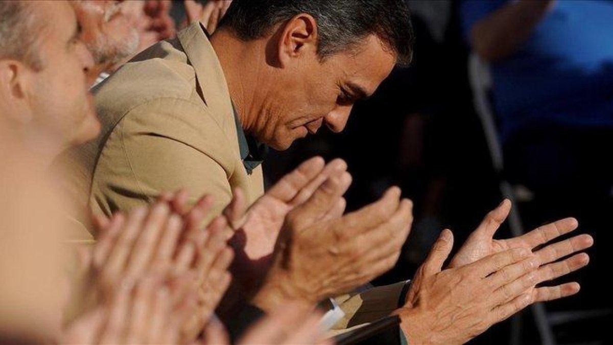Pedro Sánchez, durante el mitin de cierre de campaña en Madrid, el pasado viernes.