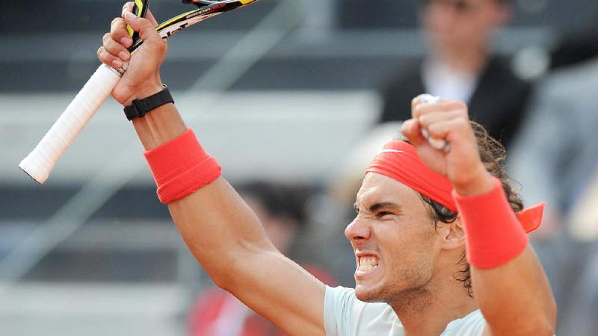 Nadal celebra el pase a la final tras arrollar a Berdych.