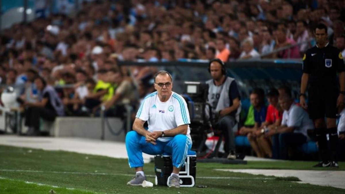 Bielsa, en un partido del Olympique de Marsella.