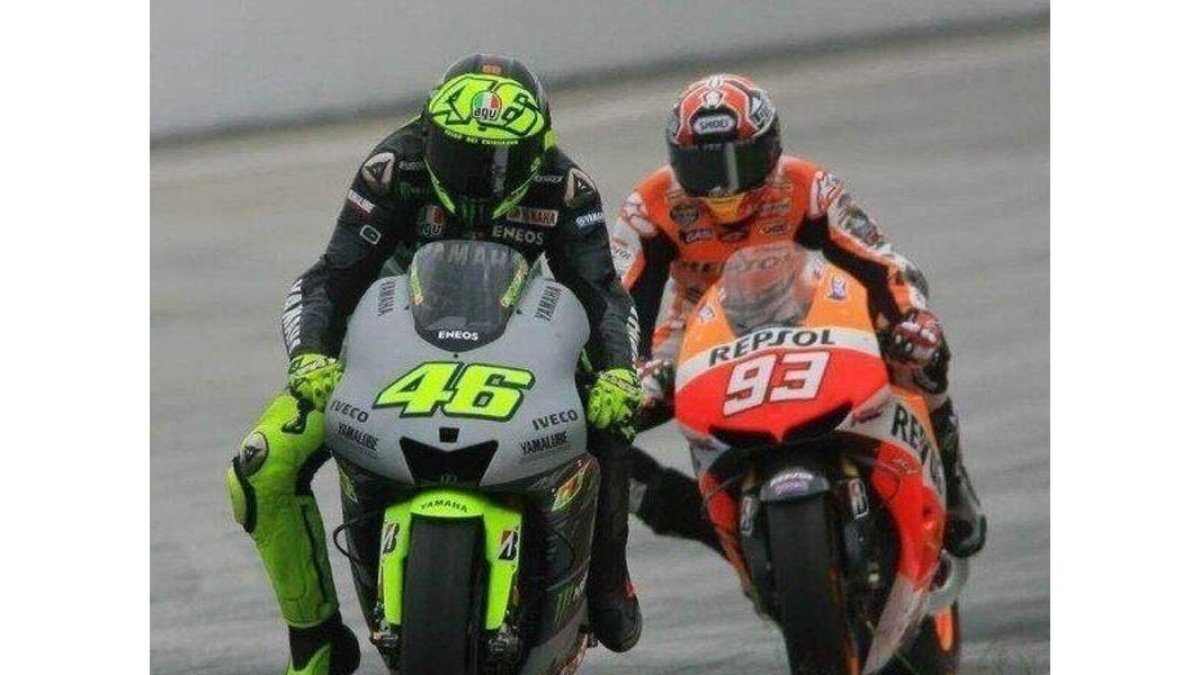 Rossi (46) y Márquez (93) en los test de Jerez.