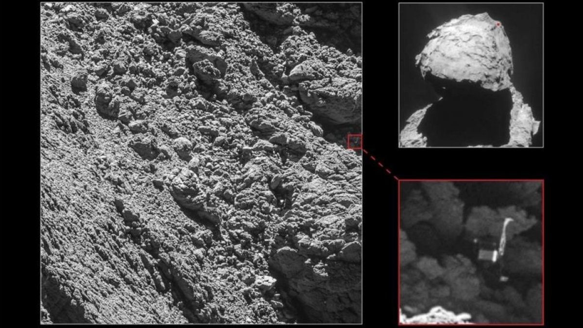 Imágenes del módulo Philae sobre la superficie del cometa 67P/Churyumov-Gerasimenko.