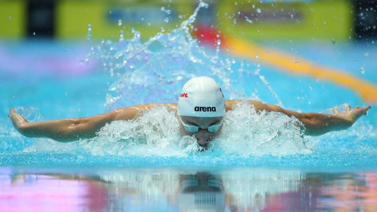 El nadador húngaro Kristof Milak, en la final de los 200 mariposa. YONHAP