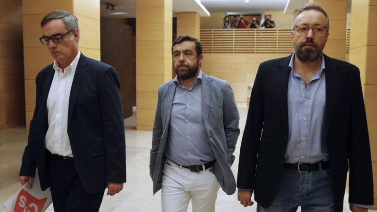 José Manuel Villegas, Miguel Gutiérrez y Juan Carlos Girauta, negociadores de Ciudadanos.
