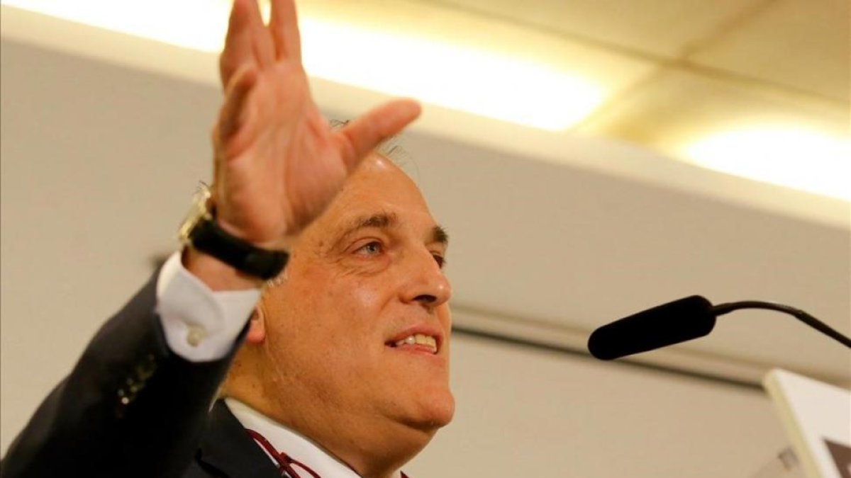 Javier Tebas, en un acto de la LFP en Madrid.