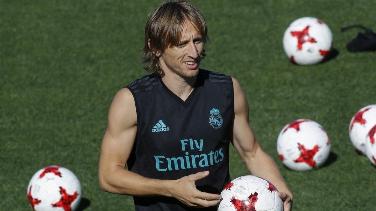 Modric, en un entrenamiento del Madrid.