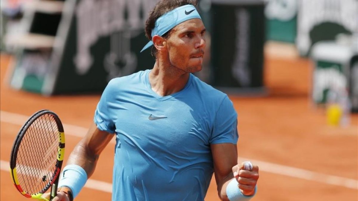 Nadal celebra un punto ante Schwartzman.
