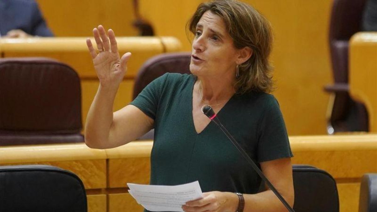 Teresa Ribera en una sesión del control del Senado.