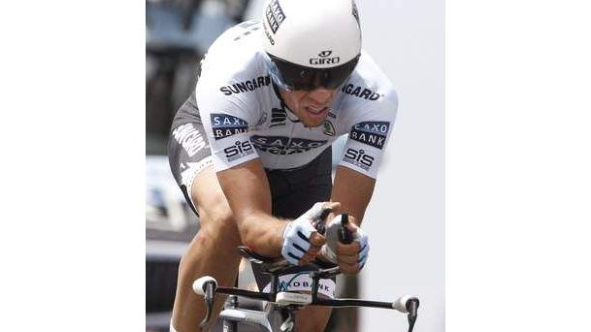 Alberto Contador durante la segunda etapa del Tour de Francia, la crono por equipos.
