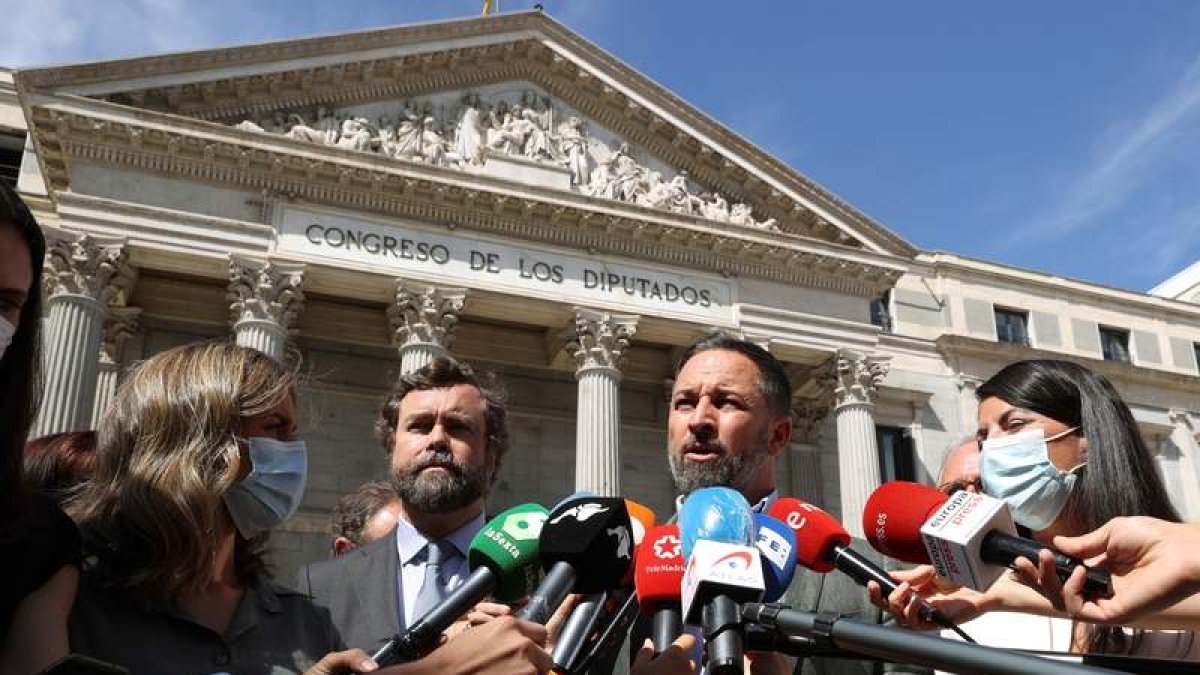 El líder de Vox, Santiago Abascal, ayer. MA