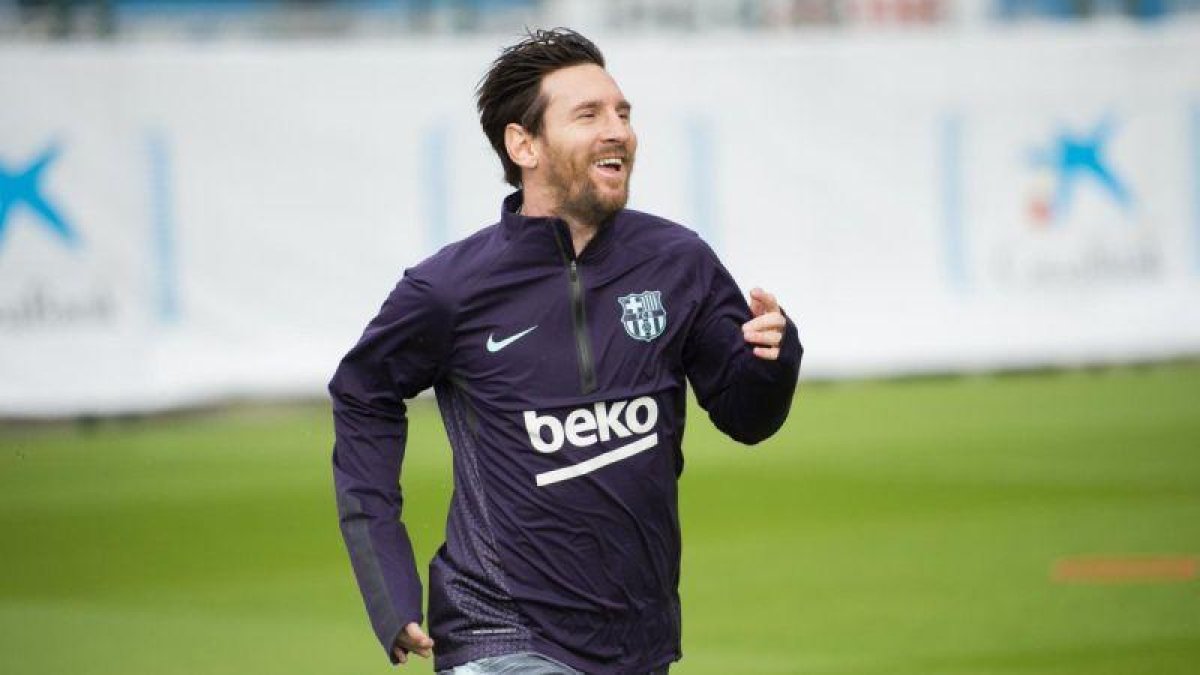 Leo Messi, en su retorno a los entrenamientos.