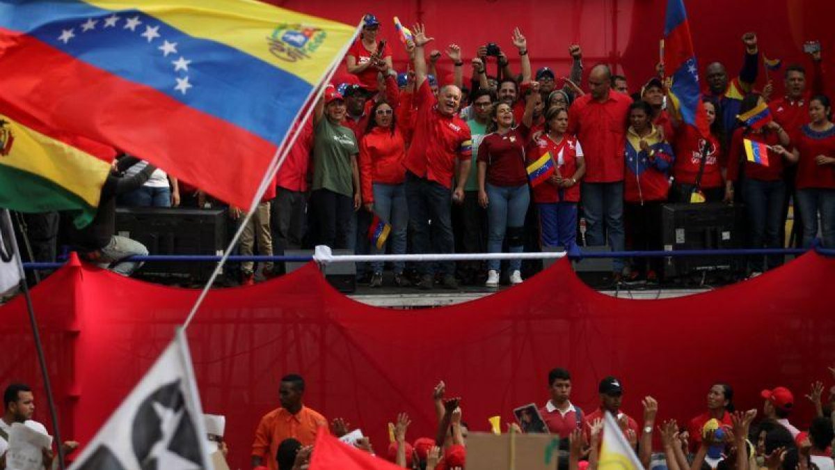 Diosdado Cabello en el acto popular organizado en Caracas este sábado 30 de marzo.
