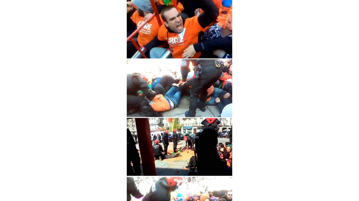 Igarki (foto superior) durante su detención.