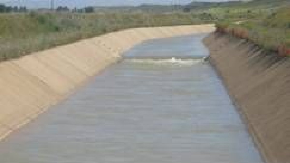 Aspecto, esta semana, del canal que saca el agua de León a Palencia