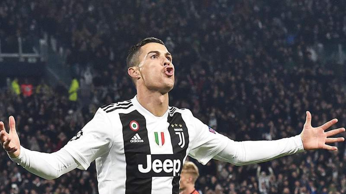 Cristiano Ronaldo celebra el gol de la Juventus frente al Valencia. DI MARCO