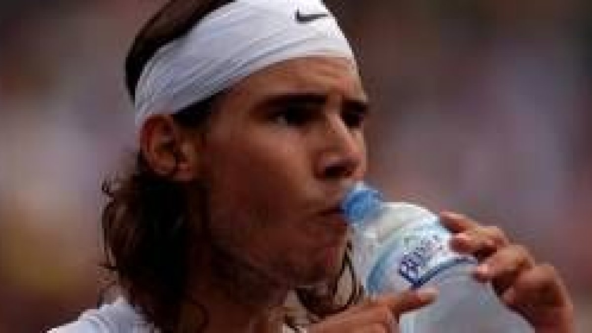 Nadal, en un descanso del partido de cuartos disputado ayer