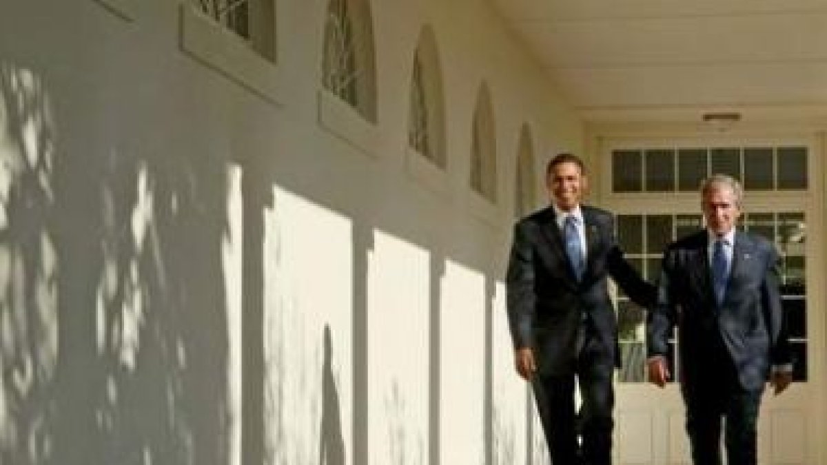 Omaba y Bush durante su última reunión en la Casa Blanca