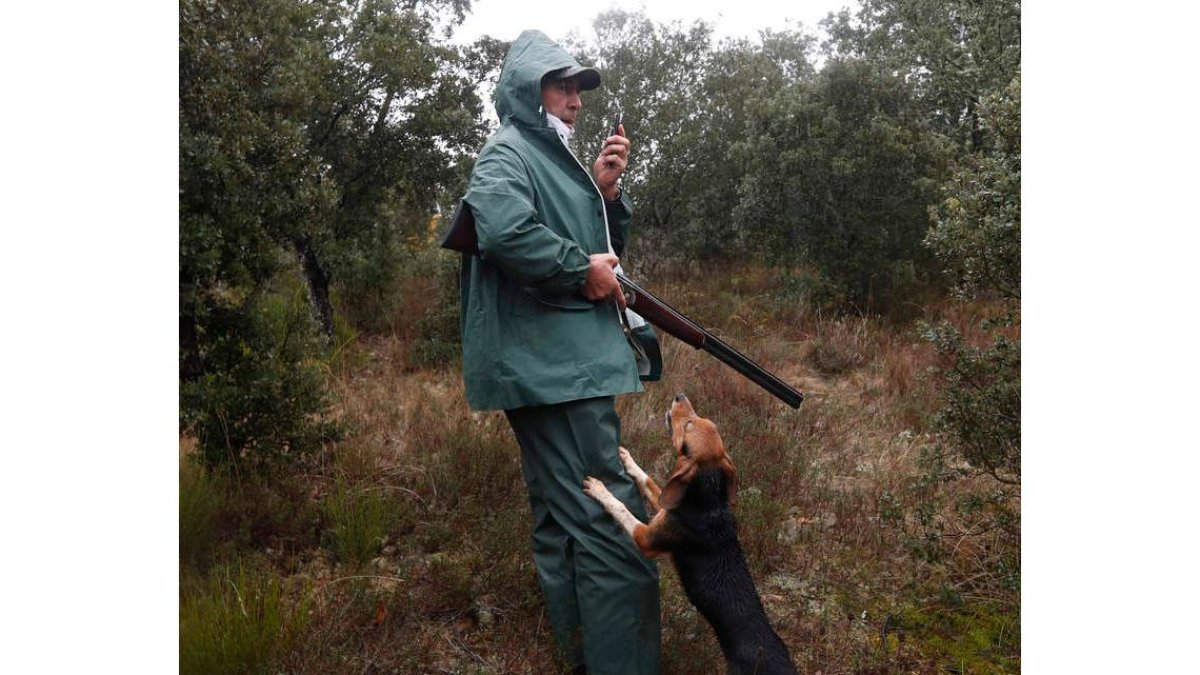 Un cazador junto a su perro durante la temporada pasada. JESÚS