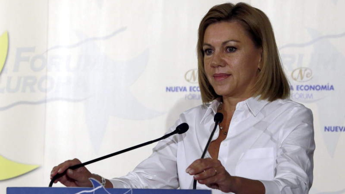 La secretaria general del PP, Dolores de Cospedal, durante su participación ayer en un acto.