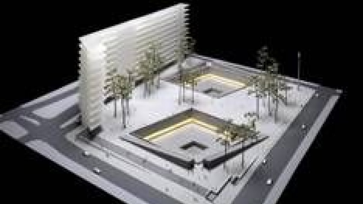 Maqueta del proyecto ganador en la que se observa dónde estarán colocados los dos estanques de agua