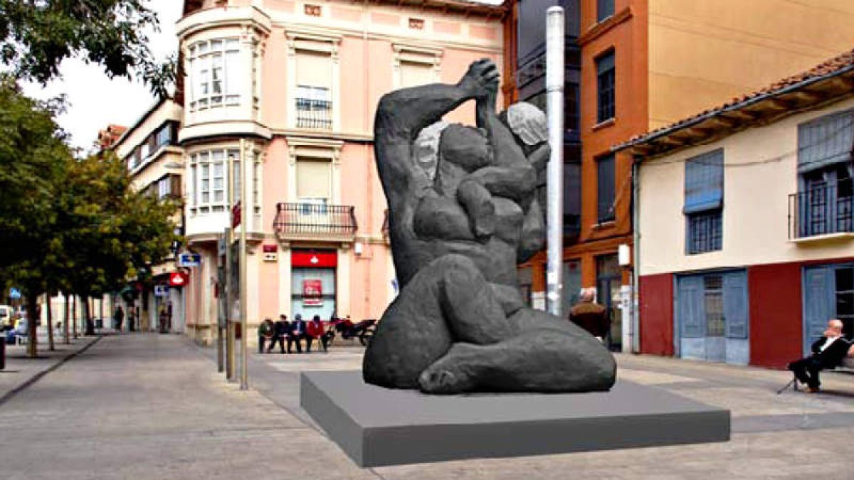 Recreación del resultado del proyecto escultórico de Castorina en el centro de Astorga.