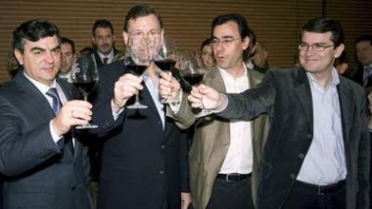Jesús Sedano, Mariano Rajoy, Fernando Martínez Maillo y Alfonso Fernández Mañueco, ayer en Zamora