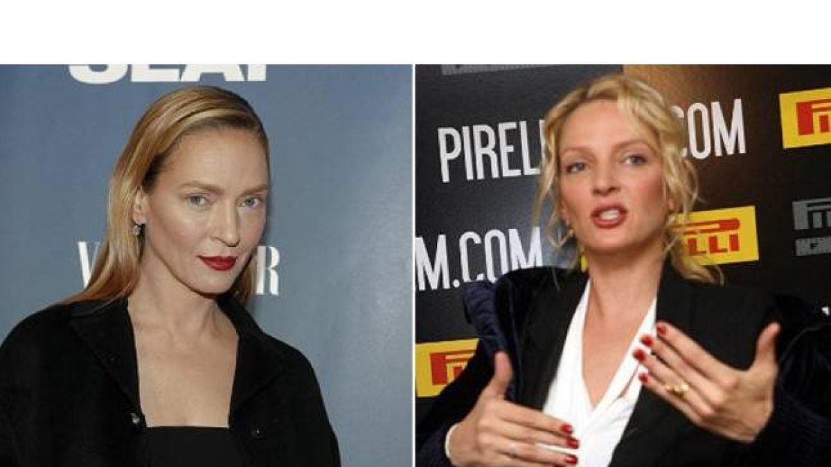 Uma Thurman, tras la cirugía y como lucía, natural, en el 2007.
