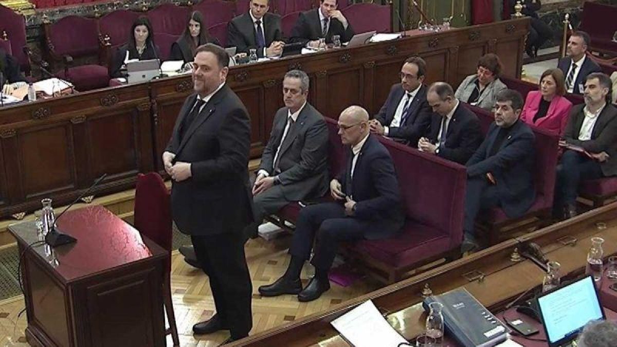 Oriol Junqueras en su declaración en el juicio del procés.
