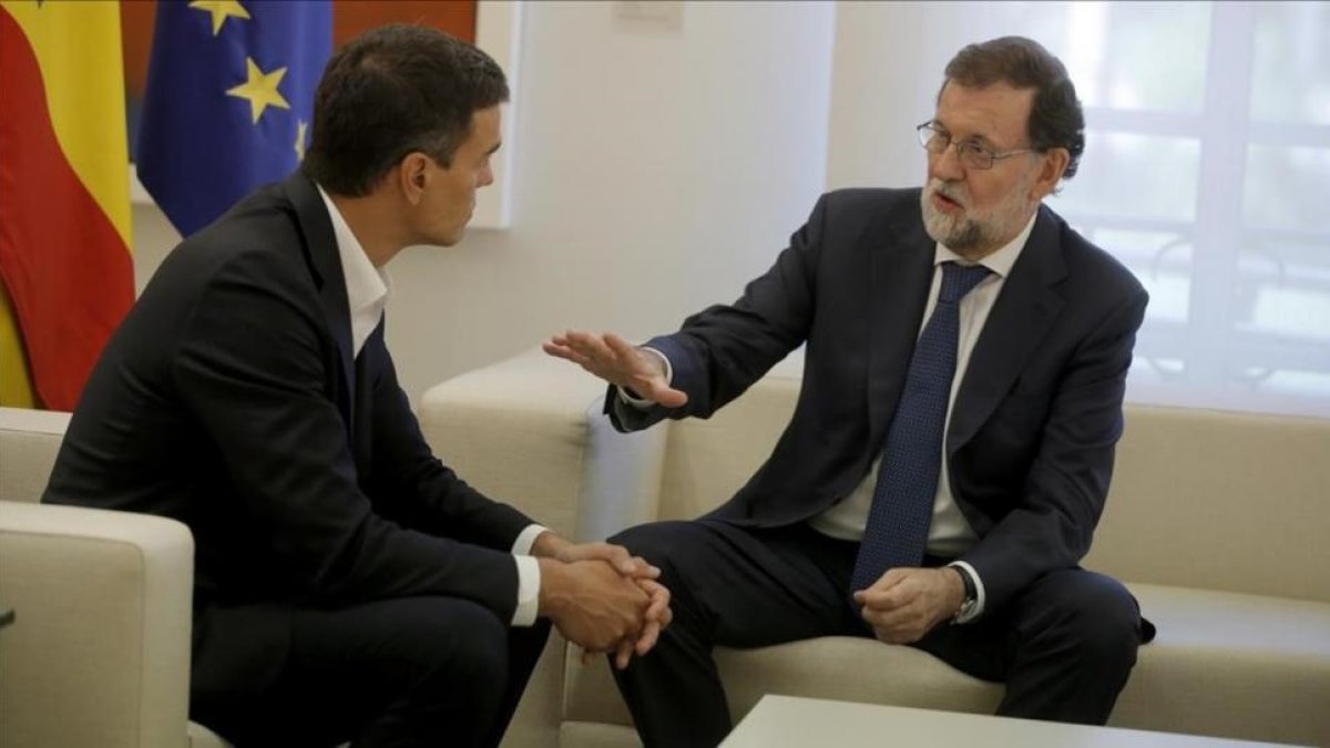 Sánchez y Rajoy, este jueves en el palacio de la Moncloa