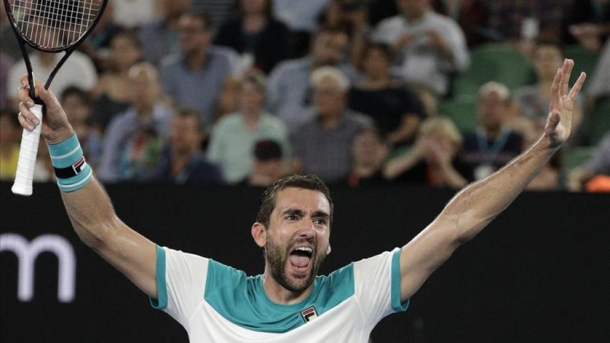 Marin Cilic celebra su clasificación para la final de Australia