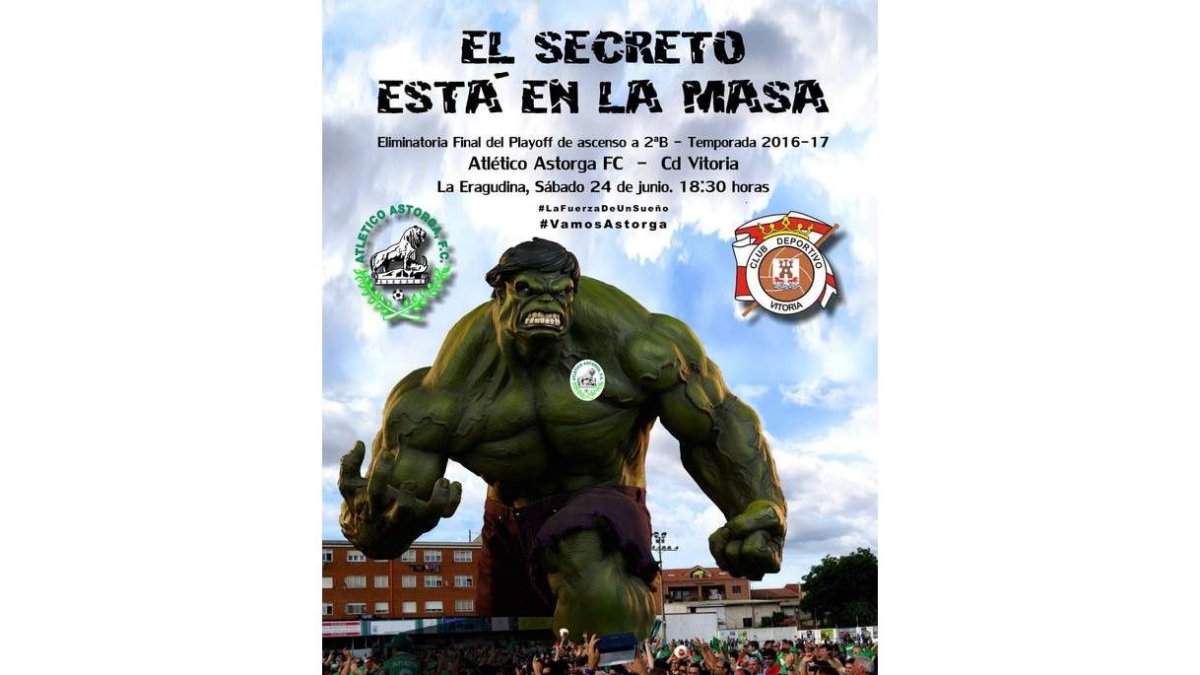 Cartel anunciador del partido de vuelta de la última eliminatoria de ascenso. DL