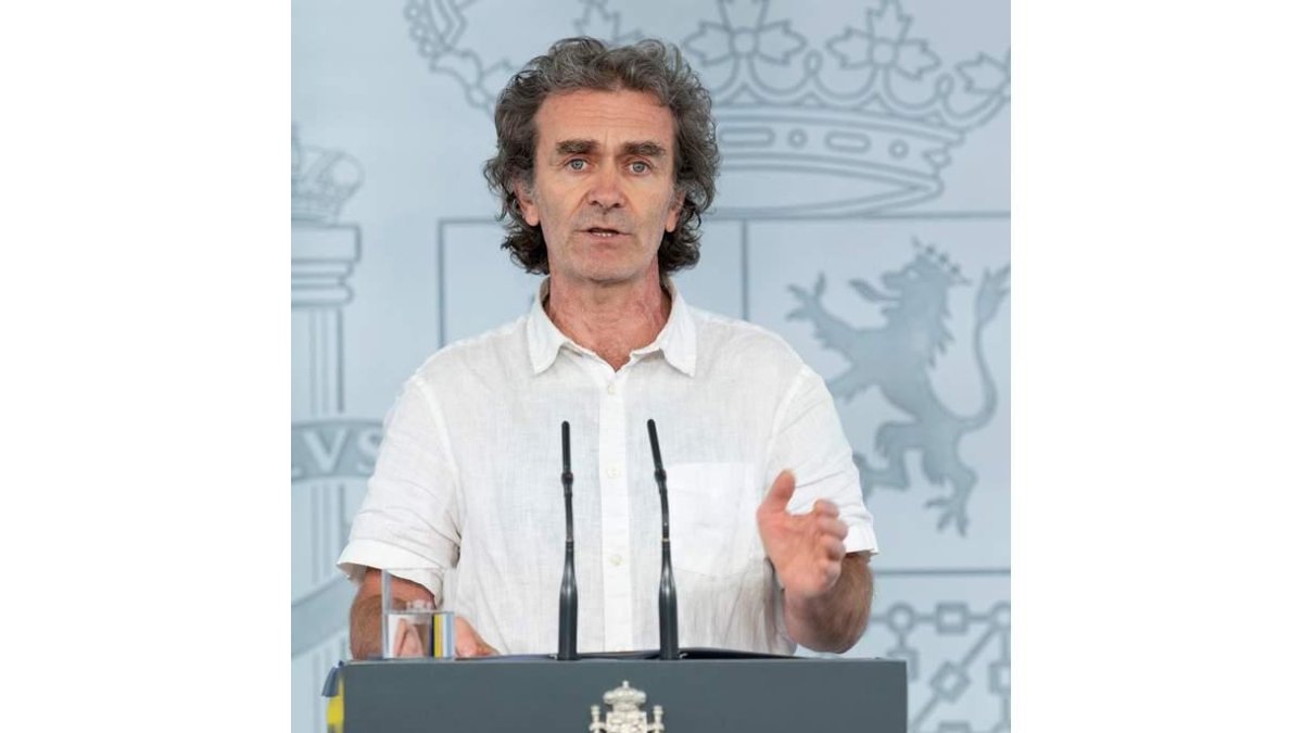 Fernando Simón, ayer en rueda de prensa. MONCLOA