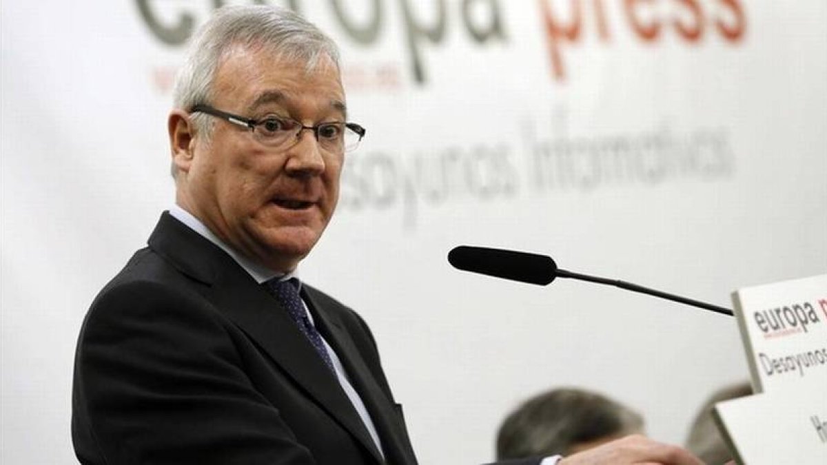 El presidente murciano, Ramón Luis Valcárcel, el pasado febrero, en un desayuno informativo.