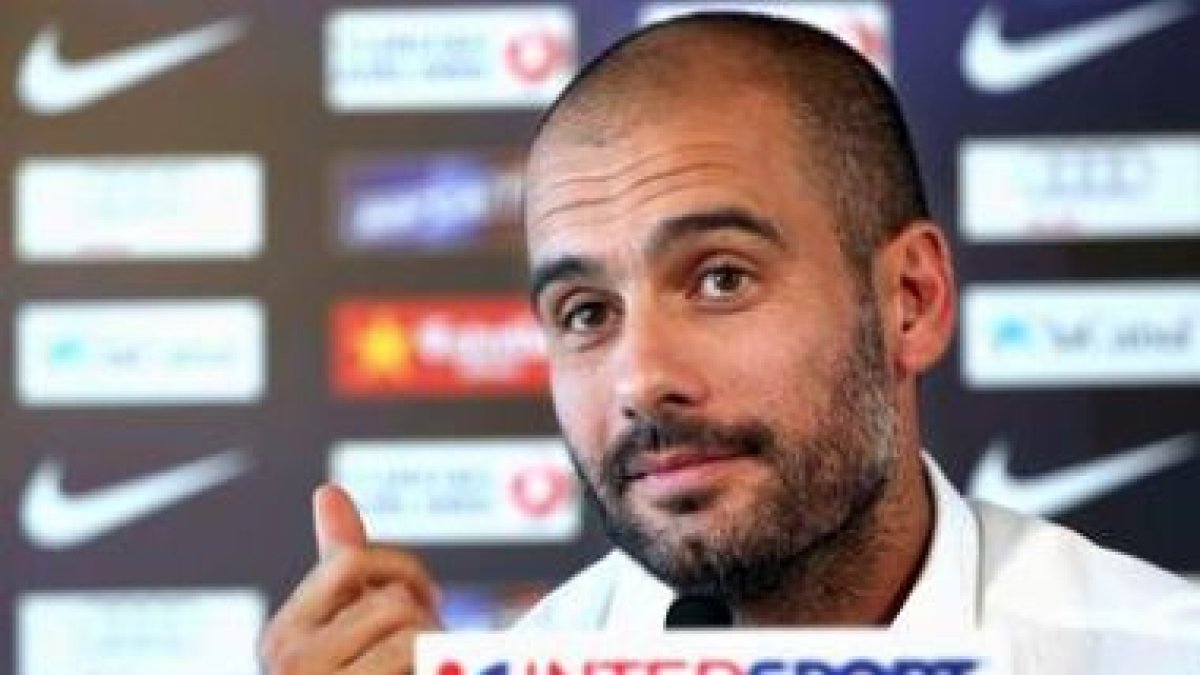 Pep Guardiola, durante una rueda de prensa.
