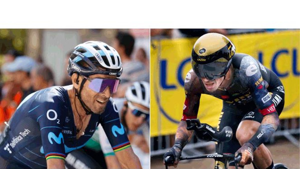 Valverde afrontará su última Vuelta a España como ciclista.  La caída en el Tour hace que Roglic sea duda hasta última hora. LUIS TEJIDO / SABROE