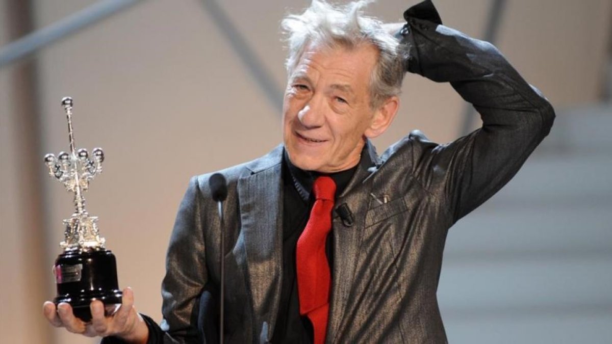 Ian McKellen, recogiendo el premio Donostia en el 2009.