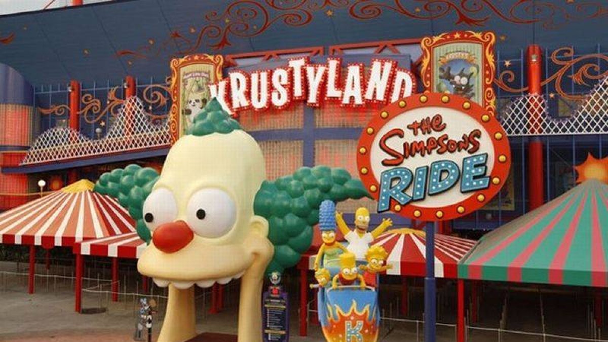 Entrada a la atracción 'The Simpsons Ride', en el parque Universal Studios Hollywood.